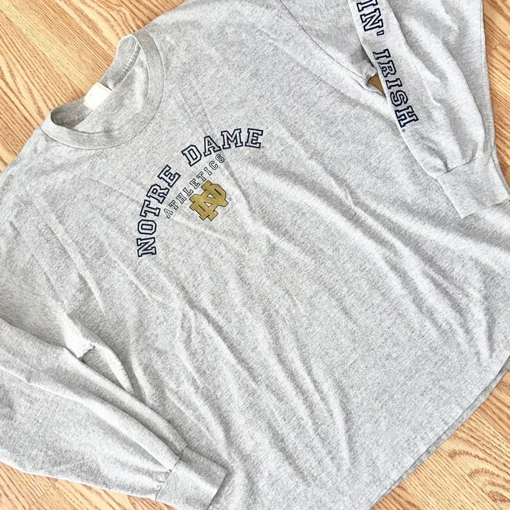 Vintage Lee Sport Gray Notre Dame Long Sleeve Shirt Size XL